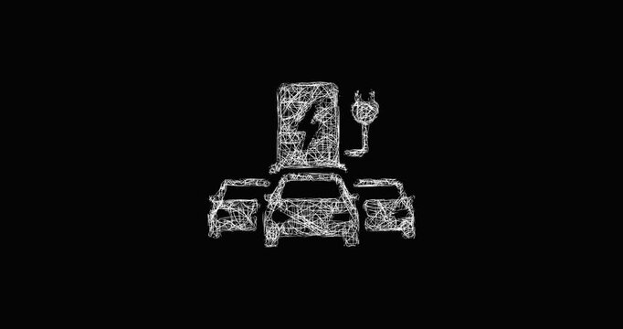 Sketch electric vehicle fleet icon animation - smooth progressive reveal