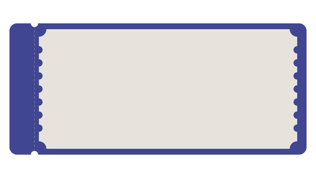 Blank blue ticket stub template with dark blue tear off side tab vector illustration isolated on white background admission pass cinema ticket concert ticket event ticket blank coupon