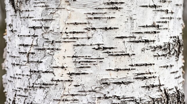 White Birch Tree Bark Natural Texture Close-up