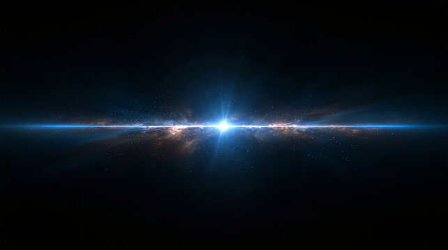 Cinematic Blue Anamorphic Lens Flare and Cosmic Light Streak