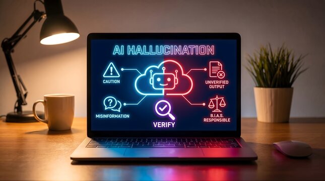 AI Hallucination and Machine Learning Risks Conceptual Illustration