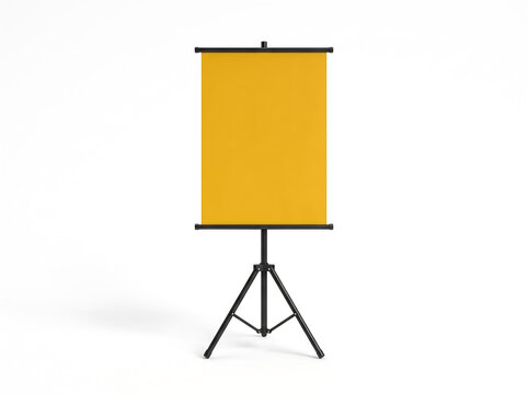 A freestanding yellow presentation board on a tripod ideal for classrooms offices and creative displays