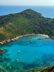 Obraz premium Aerial View of Porto Timoni Twin Beach, Corfu, Greece