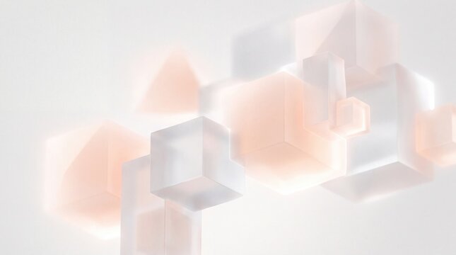 Abstract 3D Glowing Geometric Cubes Floating Background