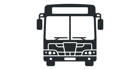 Urban transit city bus icon in black silhouette for public transportation and commuting design. © Adobe