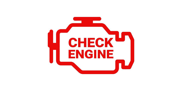 Red check engine diagnostic warning light icon for automotive dashboard display.