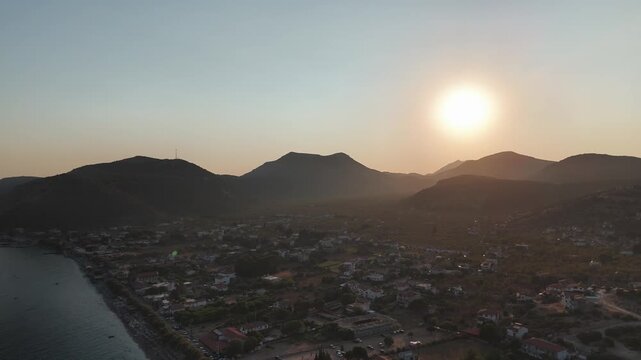 Beautiful Sunset Over Palamutbuku Beach and Sea in Datca