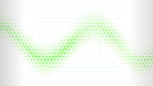 Green wavy textured background, with nested cyan, rectangular frames, abstract, geometric pattern with, lines forming a, tunnel effect isolated on a transparent background