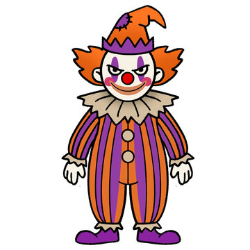 Illustration of a Scary Clown Character