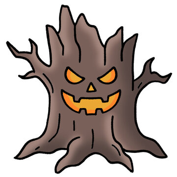 Halloween Jack-o-Lantern Tree Illustration