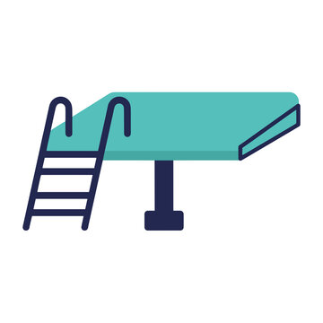 Flat Design Diving Board with Ladder Isolated on Transparent