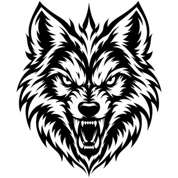 Aggressive Tribal Wolf Head Vector Illustration