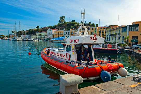 Ischia, Italy - April 14, 2022:  Scenic view of the Ischia's harbor
