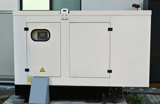 White mobile diesel electric generator