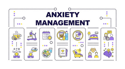 Obraz premium Mental Health Wellness Vector Infographic Displaying Practical Daily Anxiety Management Techniques and Mindful Lifestyle Habits