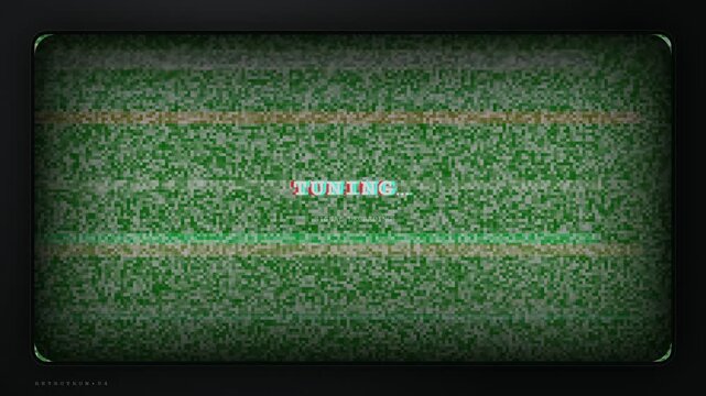 Vintage Television Screen with Static Noise Glitch and Signal Lost Message on Black Background