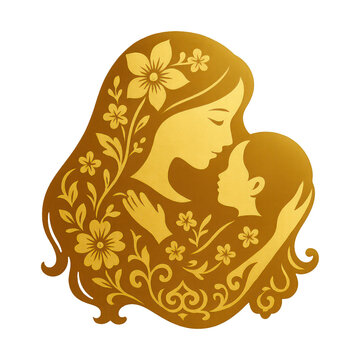 PNG Elegant mother-child floral embrace