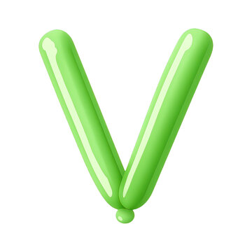 PNG Green balloon letter V.