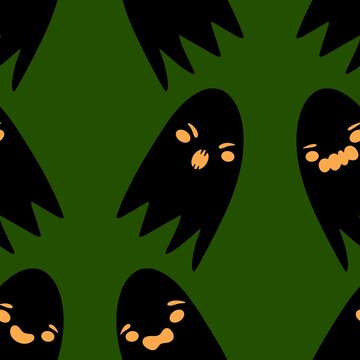 Halloween cute ghost seamless cartoon pattern for wrapping paper and fabrics and kids clothes print and packaging