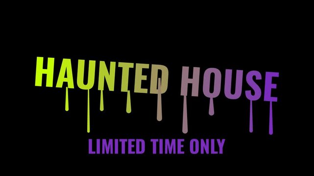 Haunted house limited time only Halloween text animation with dripping gradient slime effect motion footage