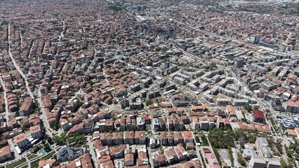 Obraz premium MALATYA GENEL ŞEHİR GÖRÜNTÜSÜ MALATYA DRONE Title SuggestionsPanoramic Aerial View of Dense Urban Cityscape and Residential BuildingsHigh Angle Drone Shot of Sprawling City Neighborhood and Archit