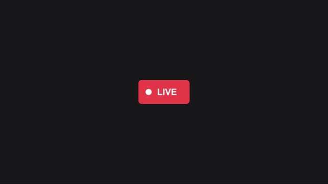 Live streaming button overlay with pulsing red indicator for social media broadcasts and digital creation animation 4k
