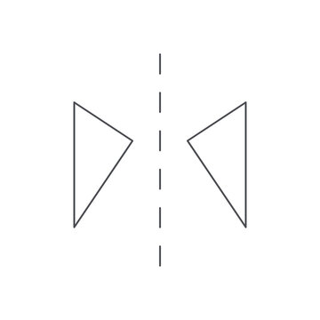 Reflection symmetry of two triangles outline icon