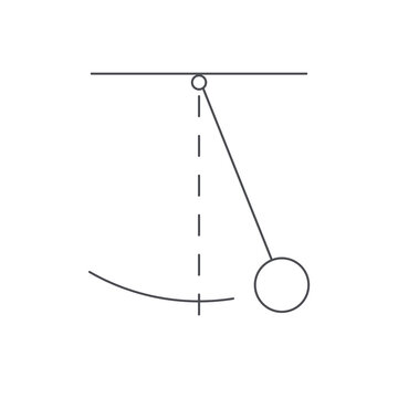 Simple pendulum and swing arc outline icon