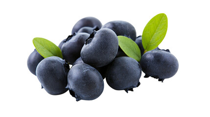 Isolated fresh ripe organic blueberries with green leaves healthy fruit berry delicious food © David