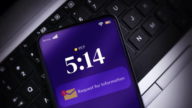 Close up of smartphone screen showing request for information email on the screen, 4k footage