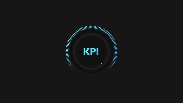 KPI performance dial with rotating progress indicator blue modern graphic concept 4k footage