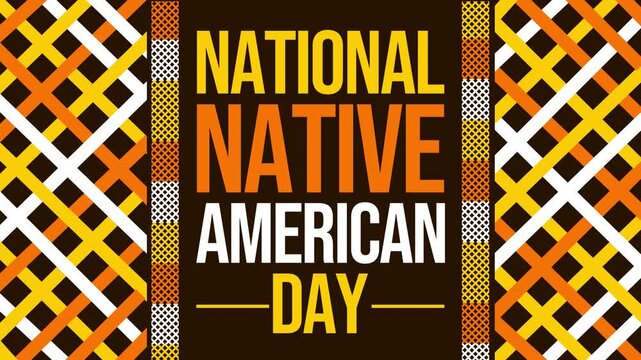 National Native American Day text background design with tribal pattern in 4k footage