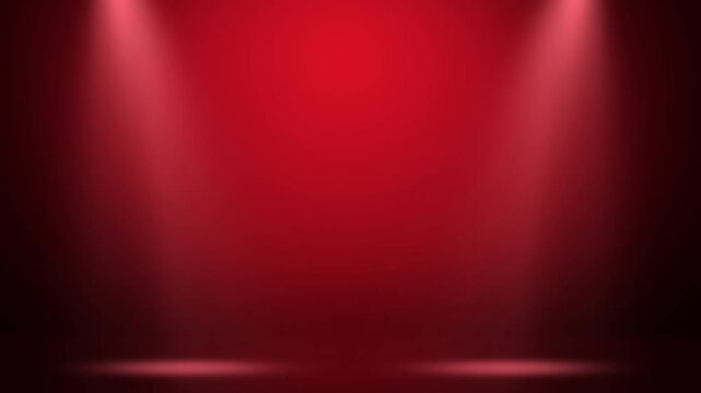 Red spotlight stage background with soft glow and fog effects in 4k footage for presentation, banner design