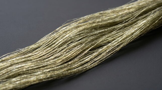 Close up of raw volcanic basalt fibers showing fine texture and metallic sheen on a dark background