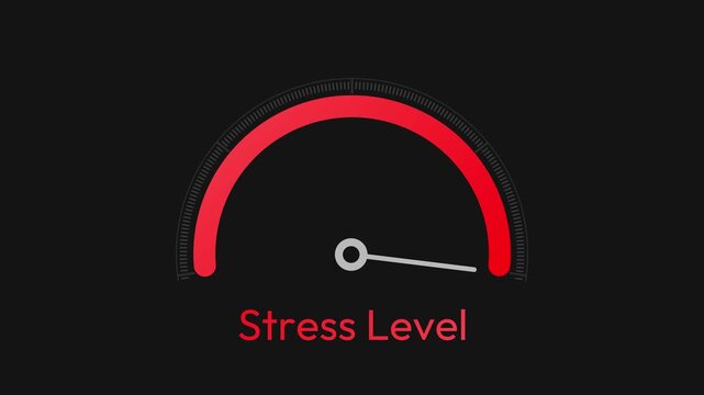 Stress level gauge animation showing increasing tension on black background 4k animation for health concept