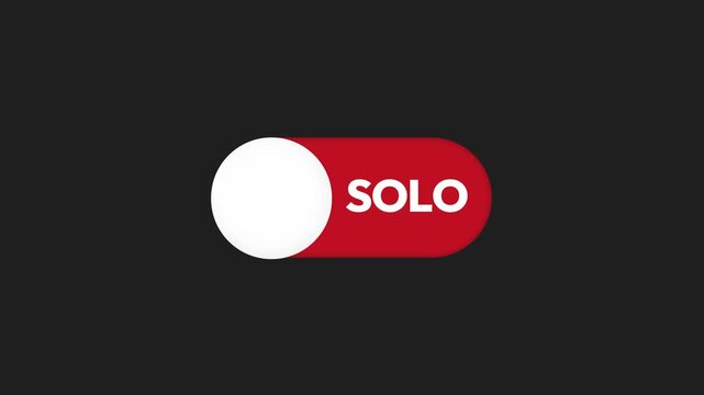Switch toggle animation between solo and team mode, 4k footage on black isolated background