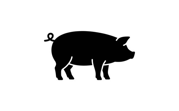 Pig silhouette vector icon isolated on a clean white background design