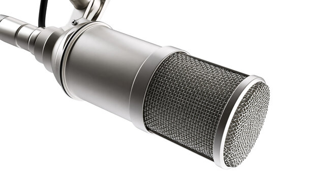 Isolated professional studio condenser microphone used for recording vocals and instruments