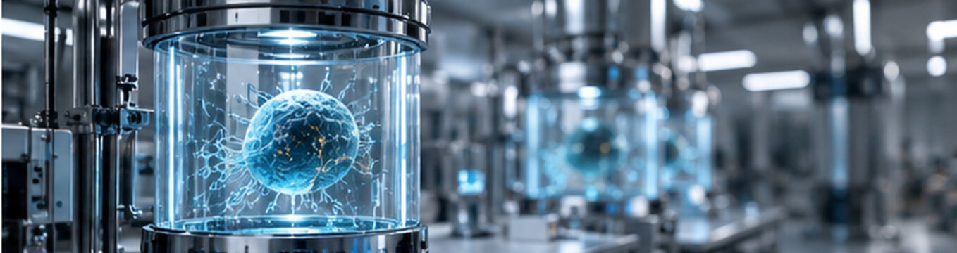 Camera di analisi biotecnologica futuristica con campione biologico