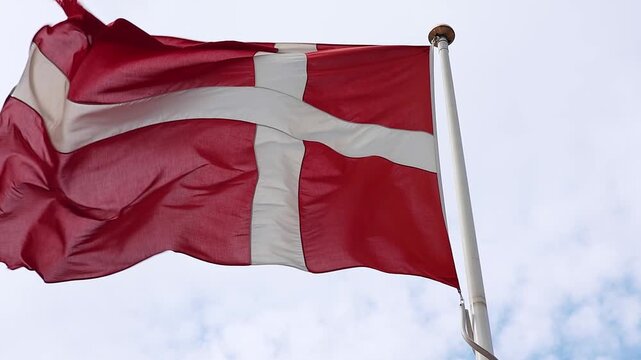 Danish national flag waving in slow motion