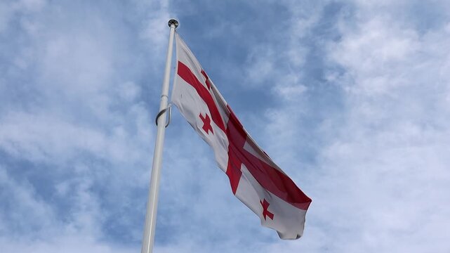 National flag of Georgia waving slowly in the wind