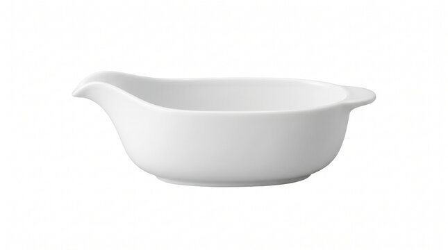 White Ceramic Gravy Boat Isolated on White Background