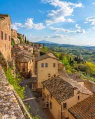 Obraz premium Montepulciano Village View and San Biagio Church, Tuscany