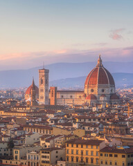 Fototapeta premium Florence Duomo Sunset View Piazzale Michelangelo Cathedral Tuscany