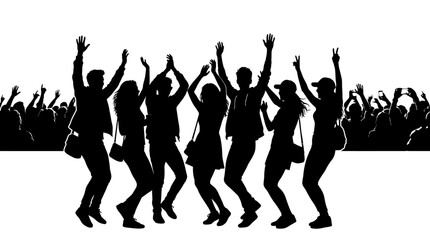 Fototapeta premium Silhouettes of people dancing at a party.