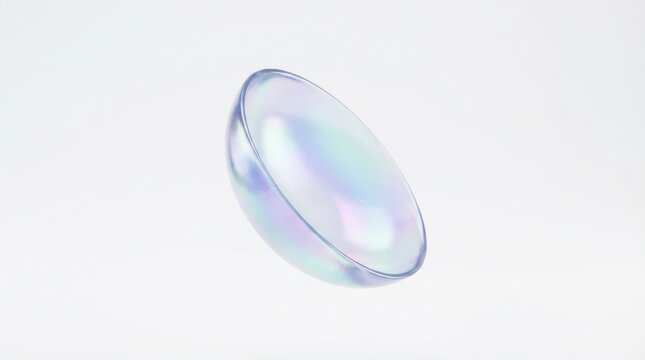 Holographic glass dome shape with iridescent reflection