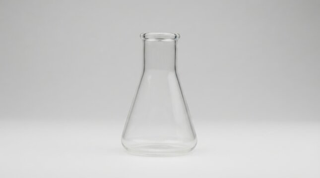 Empty glass Erlenmeyer flask for laboratory experiments