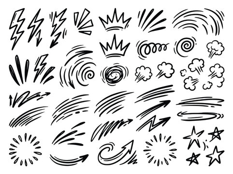Hand Drawn Doodle Elements Set.