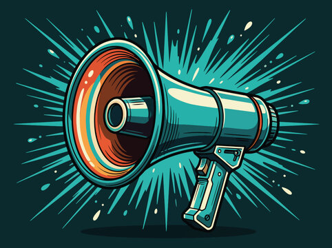 Vibrant Megaphone Announcing Important News 1.