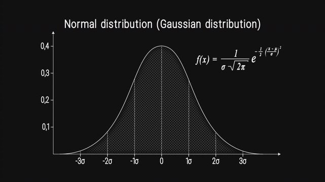 Animations of graphs and formulas for the normal distribution (or Gaussian distribution). Probability theory. Probability density function. Game theory. Mathematical expectation. Standard deviation.